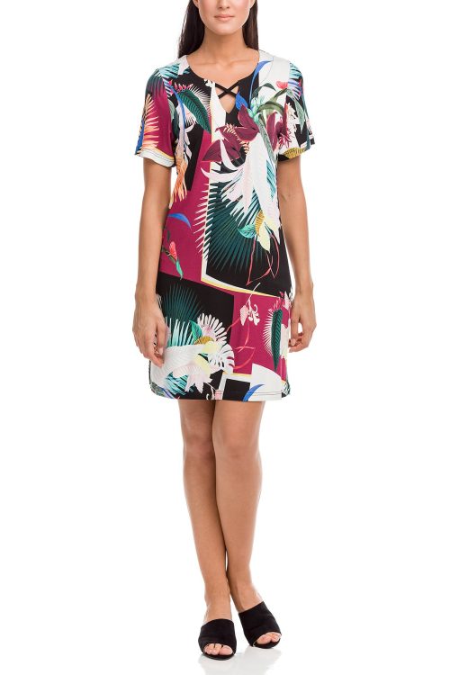 Printed Dress with Strings - Image 1
