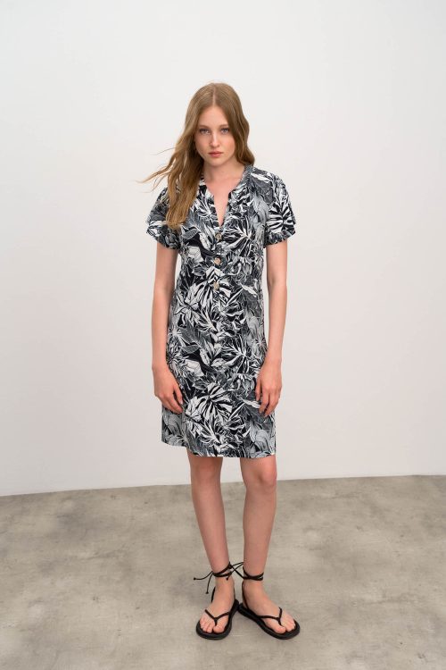 Printed Dress  with Short Sleeves - Image 2