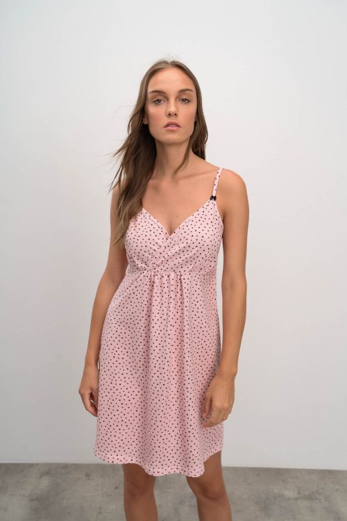Printed Nightgown with Straps - Image 1