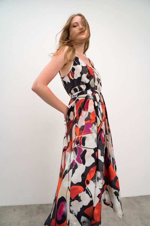Printed Dress with Straps - Image 1