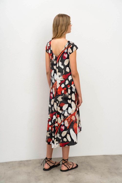 Printed Dress with Short Sleeves - Image 1