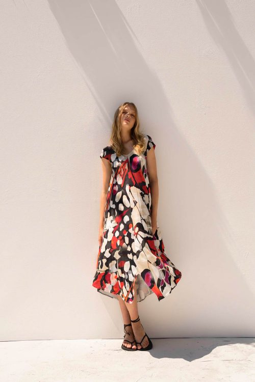 Printed Dress with Short Sleeves - Image 2