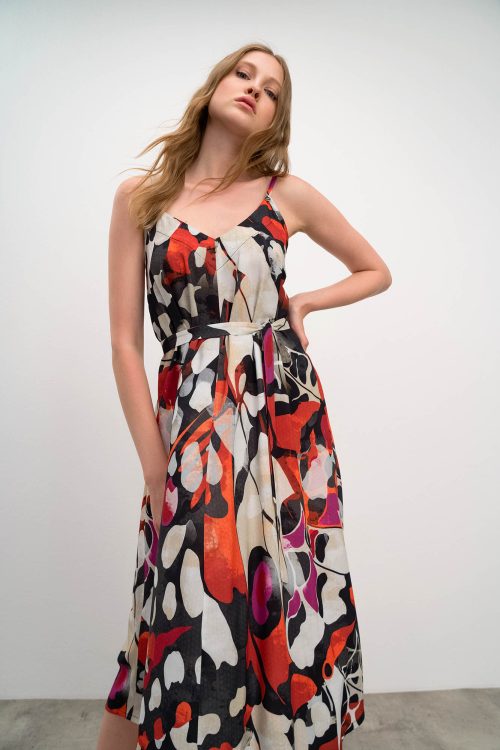 Printed Dress with Straps - Image 2