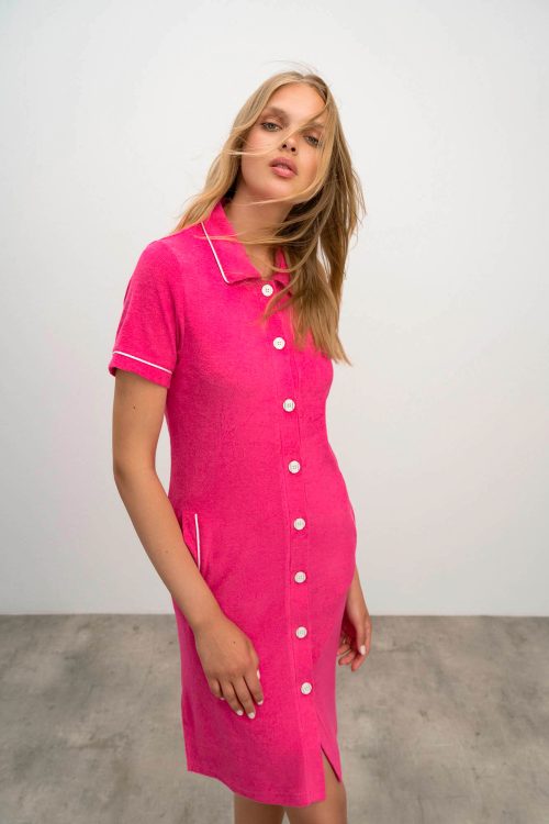 Plain Buttoned Dress - Image 3