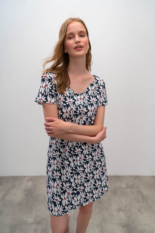 Флорална нощница с къс ръкав - Image 3