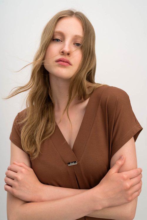 Печатана рокля с къси ръкави - Image 5