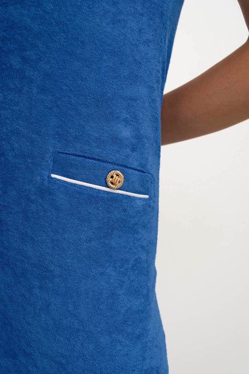 Plain Frottee Dress with Short Sleeves - Image 4