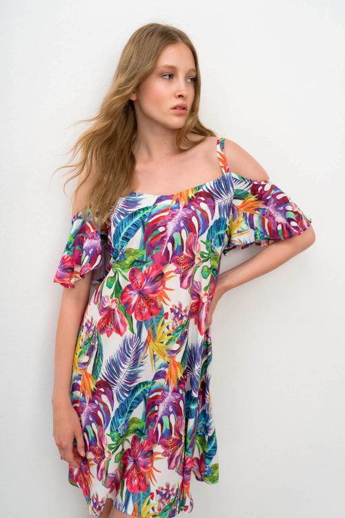 Printed Dress with Straps - Image 4