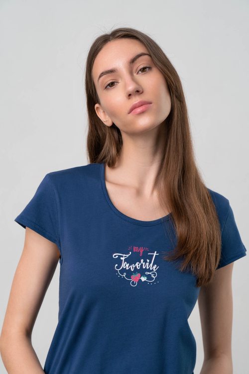 Plain Nightgown with Short Sleeves - Image 3