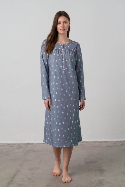 Nightgown with Button Placket - Image 1