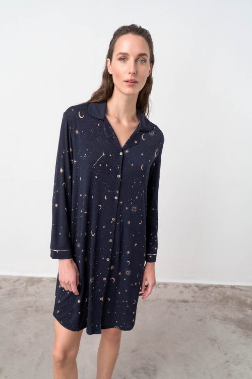 Printed Buttoned Nightgown - Image 1