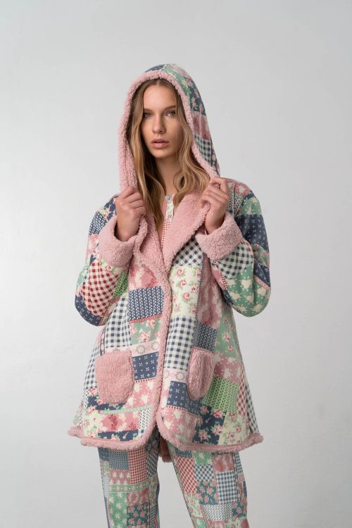 Printed Buttoned Robe - Image 1