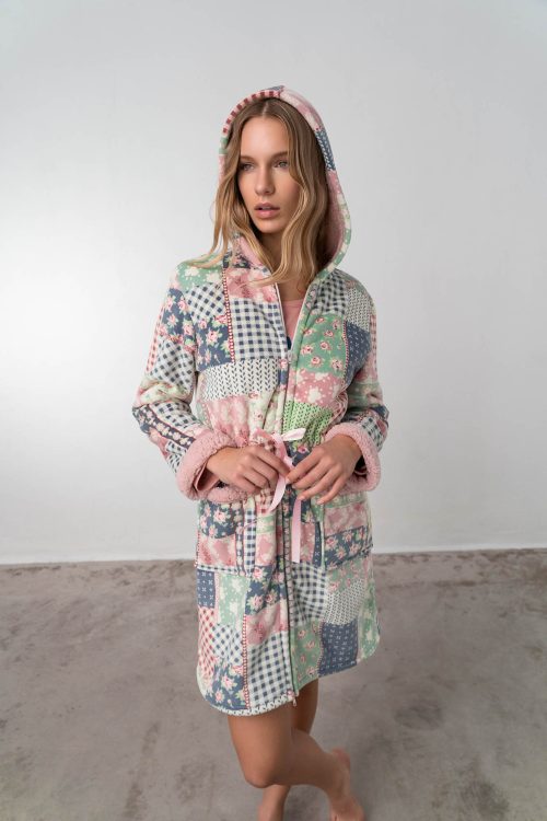 Printed Robe with Zipper - Image 1