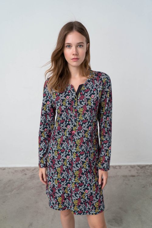 Nightgown with Button Placket - Image 1
