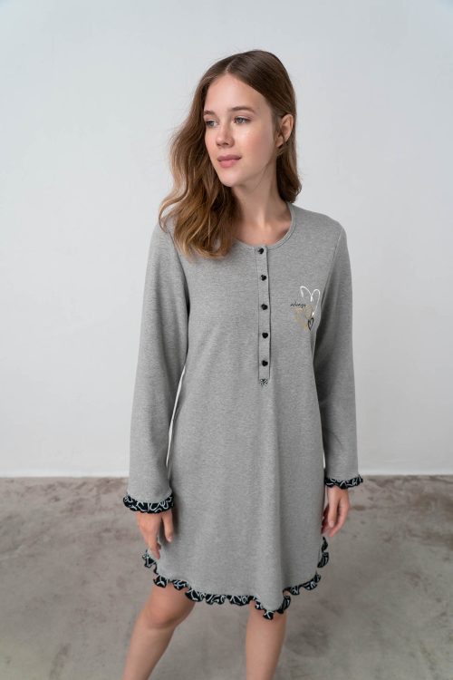 Nightgown with Button Placket - Image 1