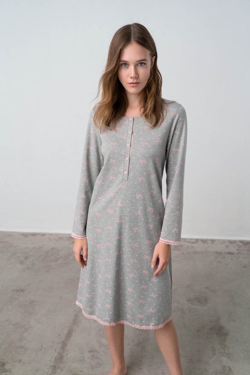Nightgown with Button Placket - Image 1