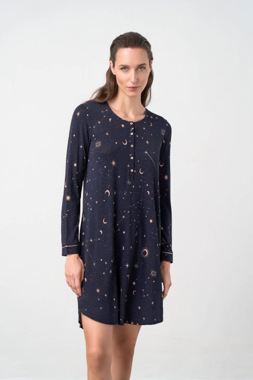 Nightgown with Button Placket - Image 1