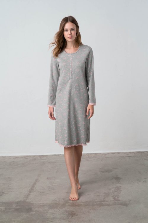 Nightgown with Button Placket - Image 2