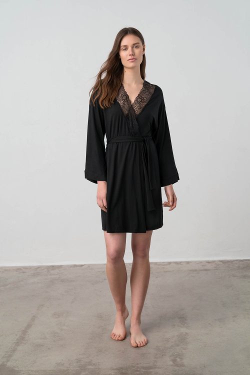 Plain Robe with Lace - Image 2