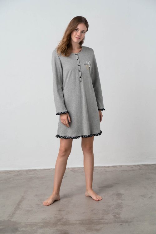 Nightgown with Button Placket - Image 2
