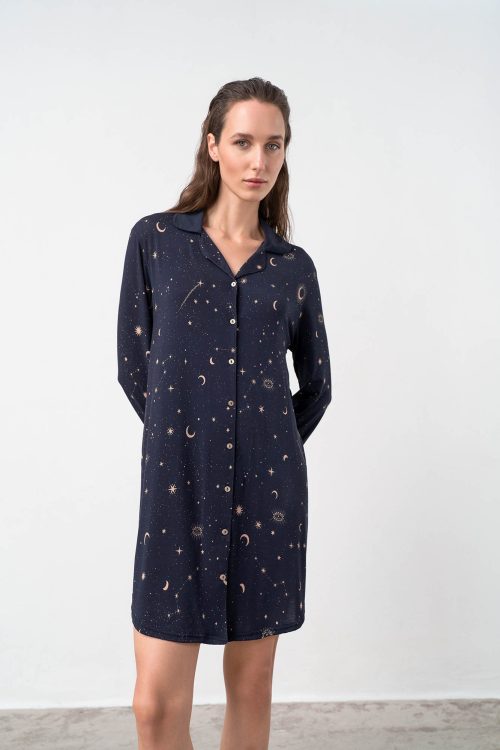 Printed Buttoned Nightgown - Image 2