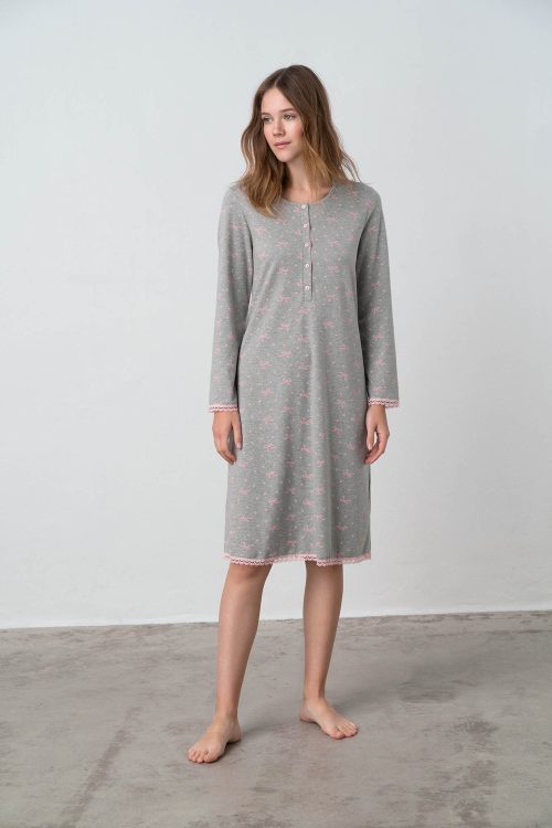 Nightgown with Button Placket - Image 3