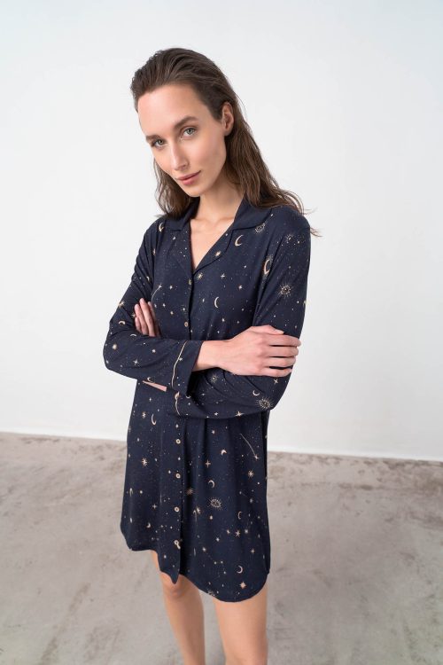 Printed Buttoned Nightgown - Image 3