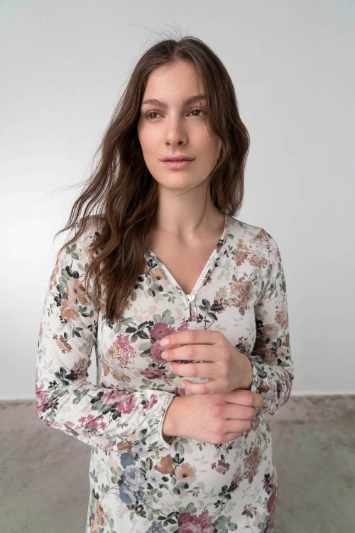 Nightgown with Button Placket - Image 3