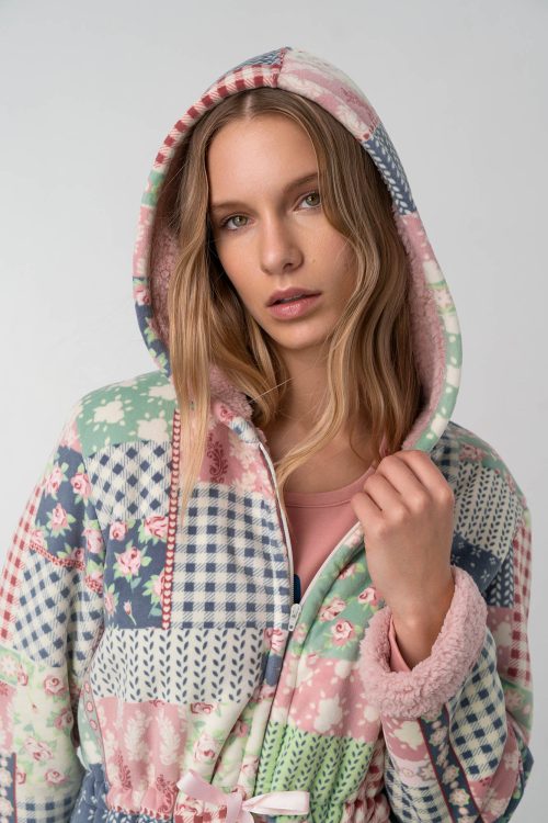 Printed Robe with Zipper - Image 4