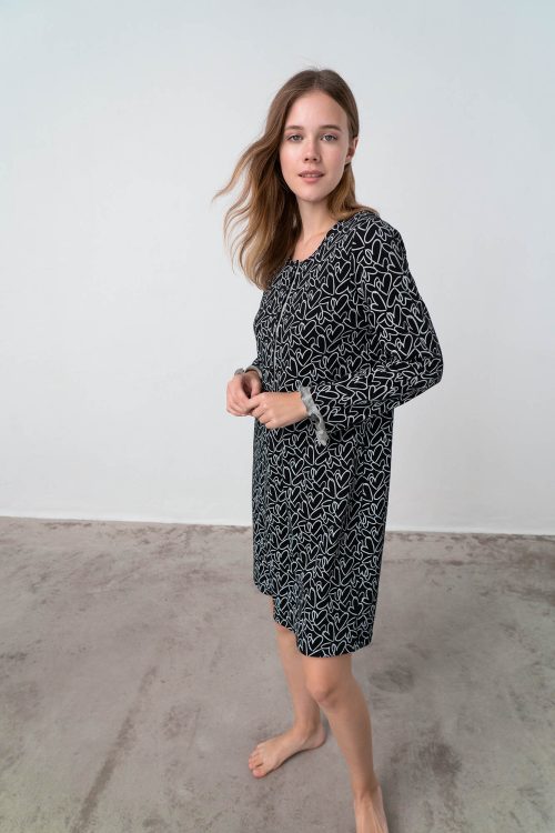 Printed Nightgown with Buttons - Image 4