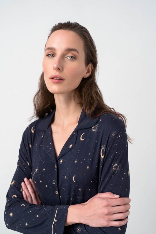 Printed Buttoned Nightgown - Image 4
