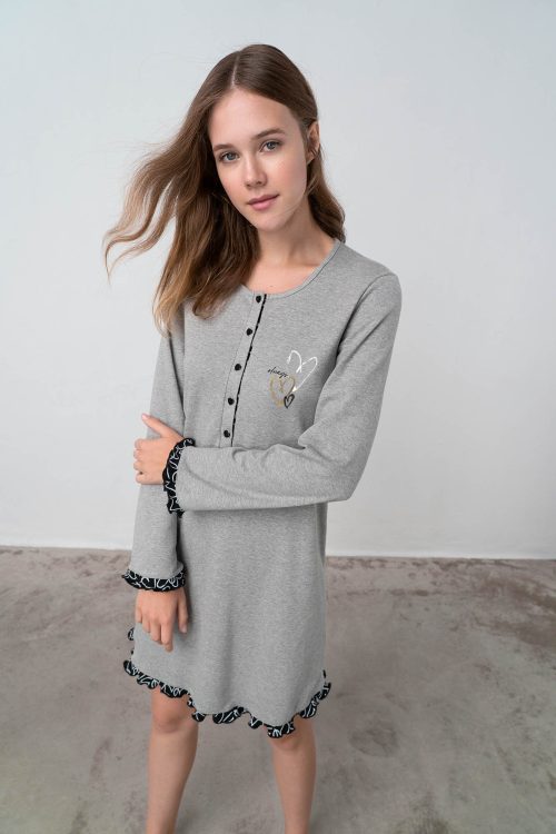 Nightgown with Button Placket - Image 4
