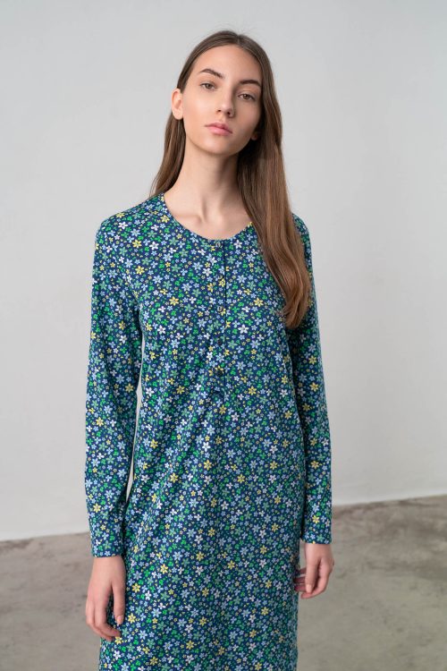 Floral Nightgown with Buttons - Image 2