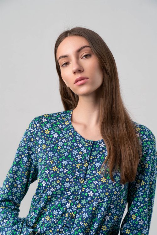 Floral Nightgown with Buttons - Image 3