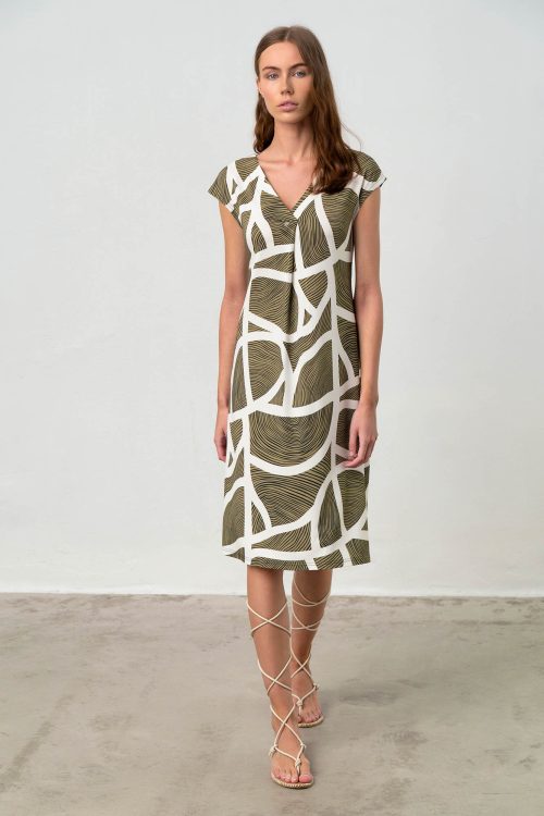 Рокля с къси ръкави и печат - Image 1