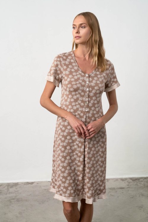 Nightgown with Button Placket - Image 1