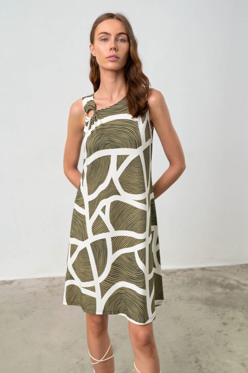 Printed Sleeveless Dress - Image 1