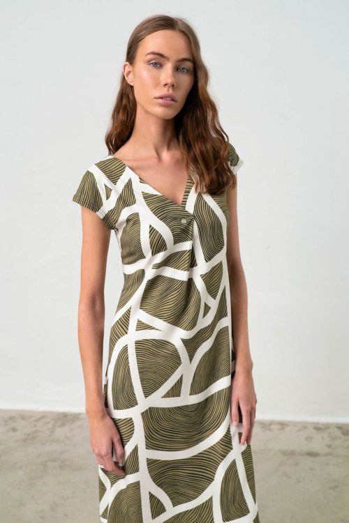 Рокля с къси ръкави и печат - Image 2