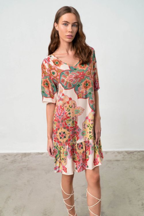 Printed Caftan with Short Sleeve - Image 3