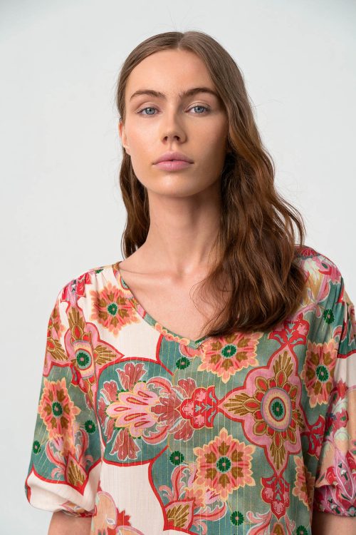 Printed Caftan with Short Sleeve - Image 4