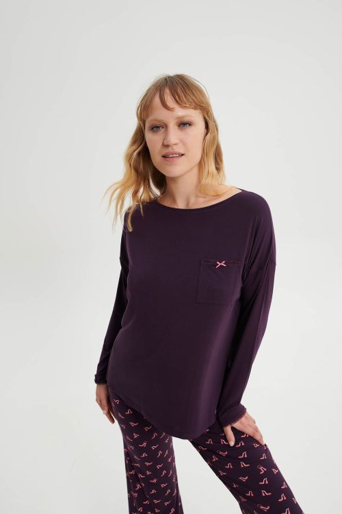 Пижама с обикновени панталони - Image 5