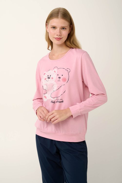 Дамска памучна пижама с маншети - Image 2