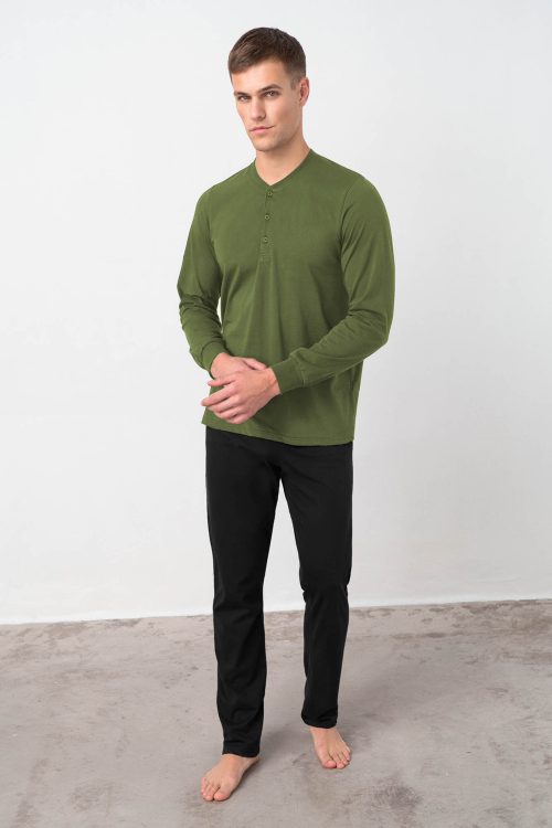 Мъжка пижама от памук с платка - Image 1