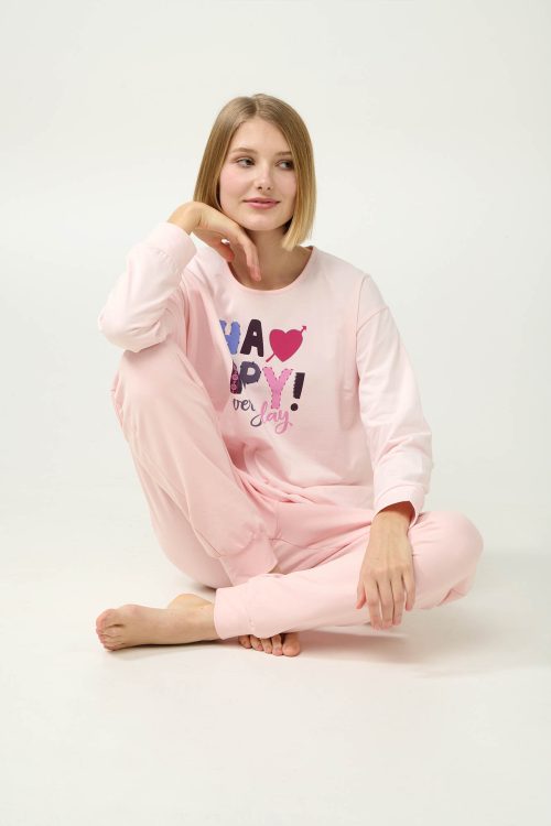 Зимна дамска пижама с маншети - Image 3