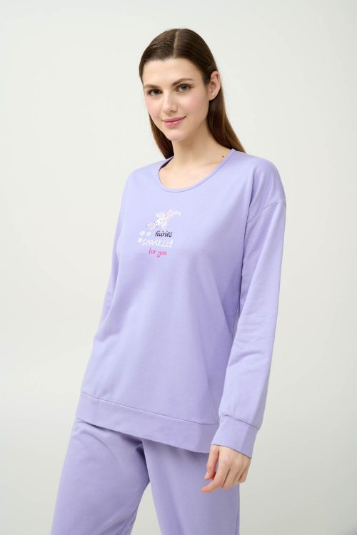 Зимна дамска пижама с маншети - Image 1