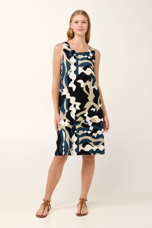 Лятна рокля без ръкави от вискоза с абстрактен принт - Image 1
