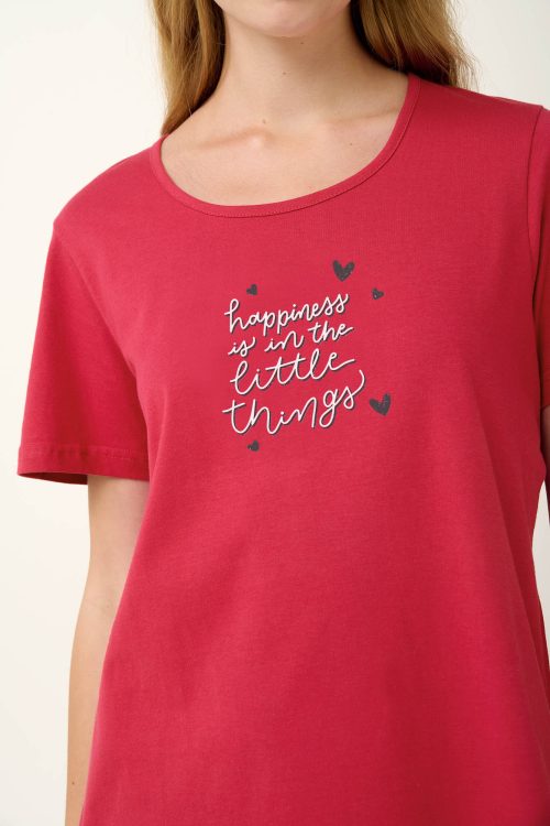 Памучна дамска пижама с печат на гърдите - Image 5