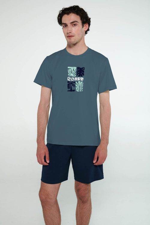 Мъжка пижама от памук с къси ръкави - Image 3