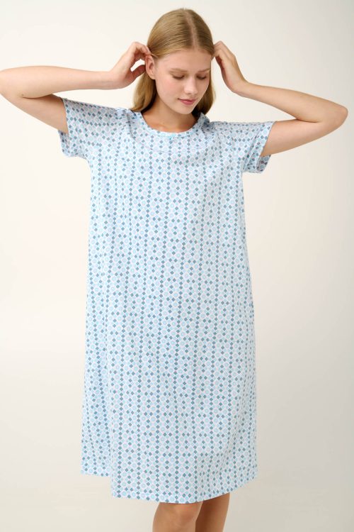 Памучна нощница с геометричен принт - Image 2