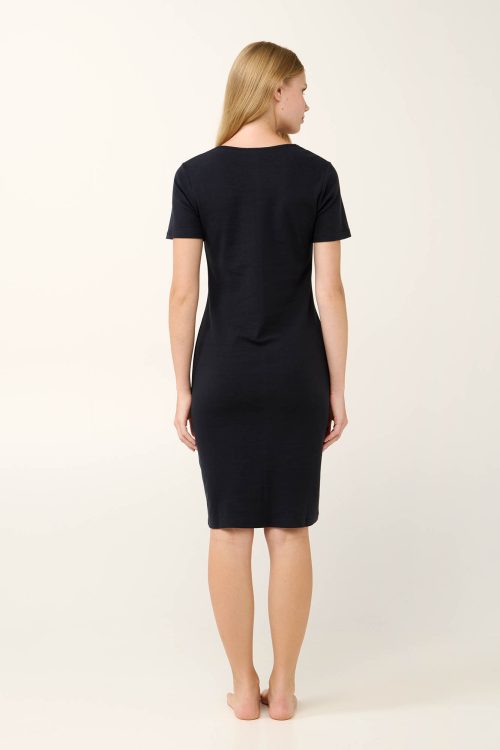 Лятна рокля от памучно ребро с къси ръкави - Image 3